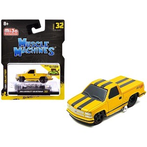 Muscle Machines 1993 Chevrolet 454 SS Pickup Truck Yellow with Black Stripes - 1 of 3