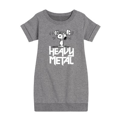 - Peanuts - Heavy Metal Snoopy Graphic Short Sleeve Fleece Dress