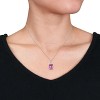 EVERLY JEWELRY | Sterling Silver 5 3/5 CT TGW Pink Topaz and 1/4 CT TW Diamond Halo Pendant with Chain - 18 inch - 3 of 4