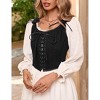 KOJOOIN Women's Vintage Corset Lace-Up Fishbone Print Vest Renaissance pirate costume Black XL - 2 of 4