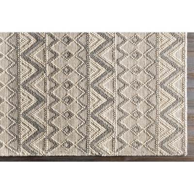 Handmade Gray and Cream Wool 9' x 12' Bohemian Area Rug