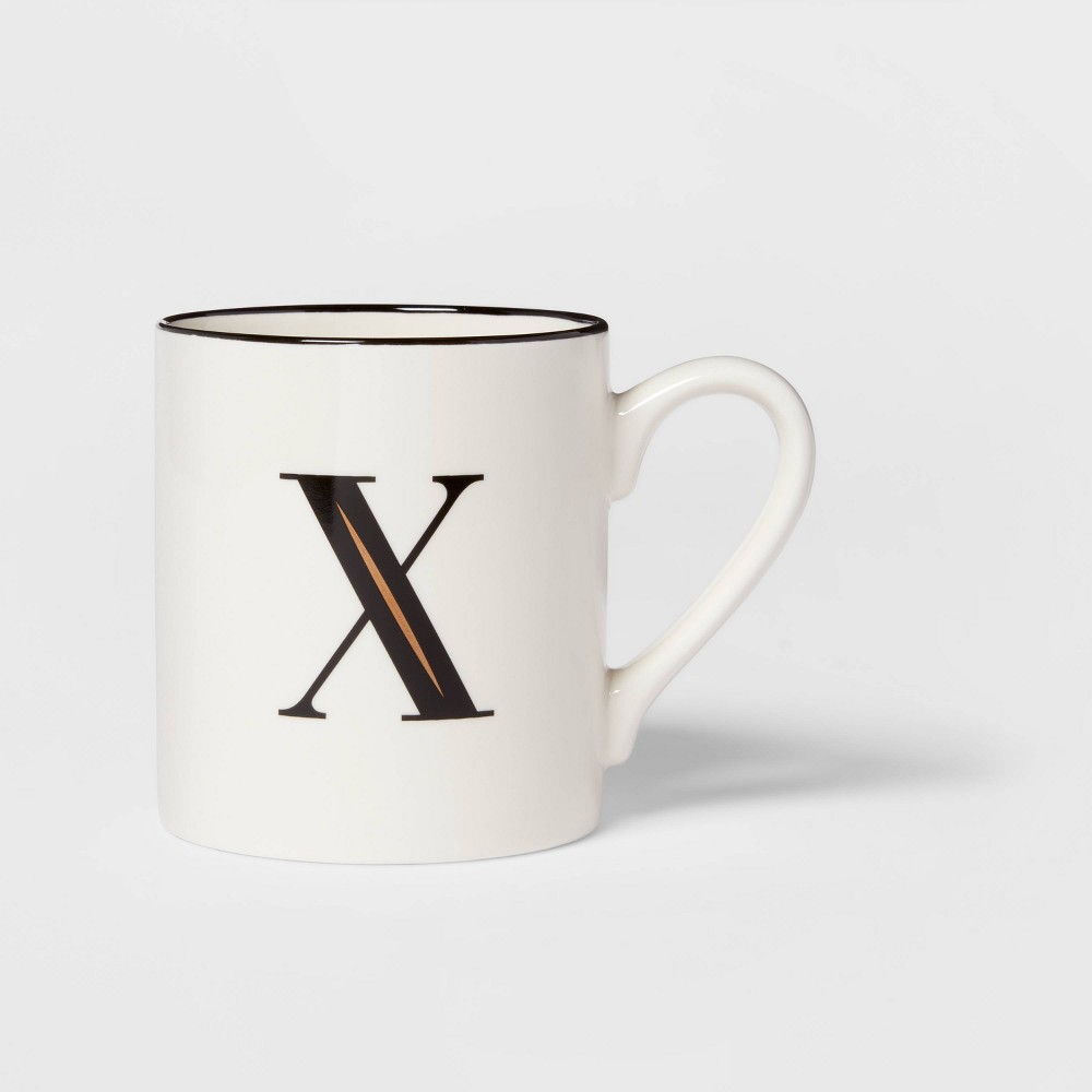 16oz Stoneware Monogram Mug X White - Threshold