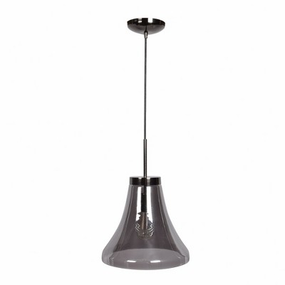 Simplicite Smoky Glass 11'' LED Pendant Light in Black Chrome