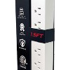 RAYOVAC® 450-Joules Surge Protector Power Strip, 6 AC Outlets and 3 USB Ports, 1.5-Ft. Cord in White - 3 of 4