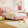 Twin Size Bed Frame with Adjustable Headboard, Boucle Upholstered Platform Bed for Kids, Strong Wood Slats, No Box Spring Needed - 3 of 4