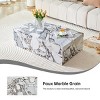 Modern Rectangular MDF Coffee Table with Faux Marble Finish, Minimalist Center or Display Table for Living Room or Corner - Koiai - 3 of 4