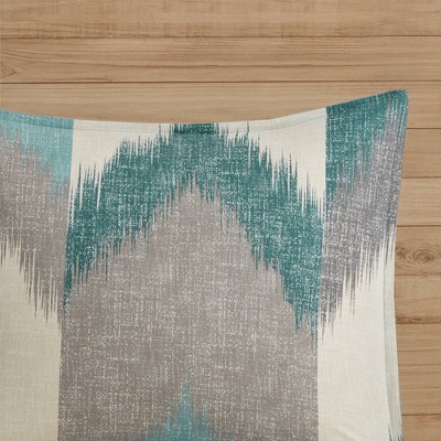 Aqua Ikat Chevron Cotton Full/Queen Duvet Cover Set
