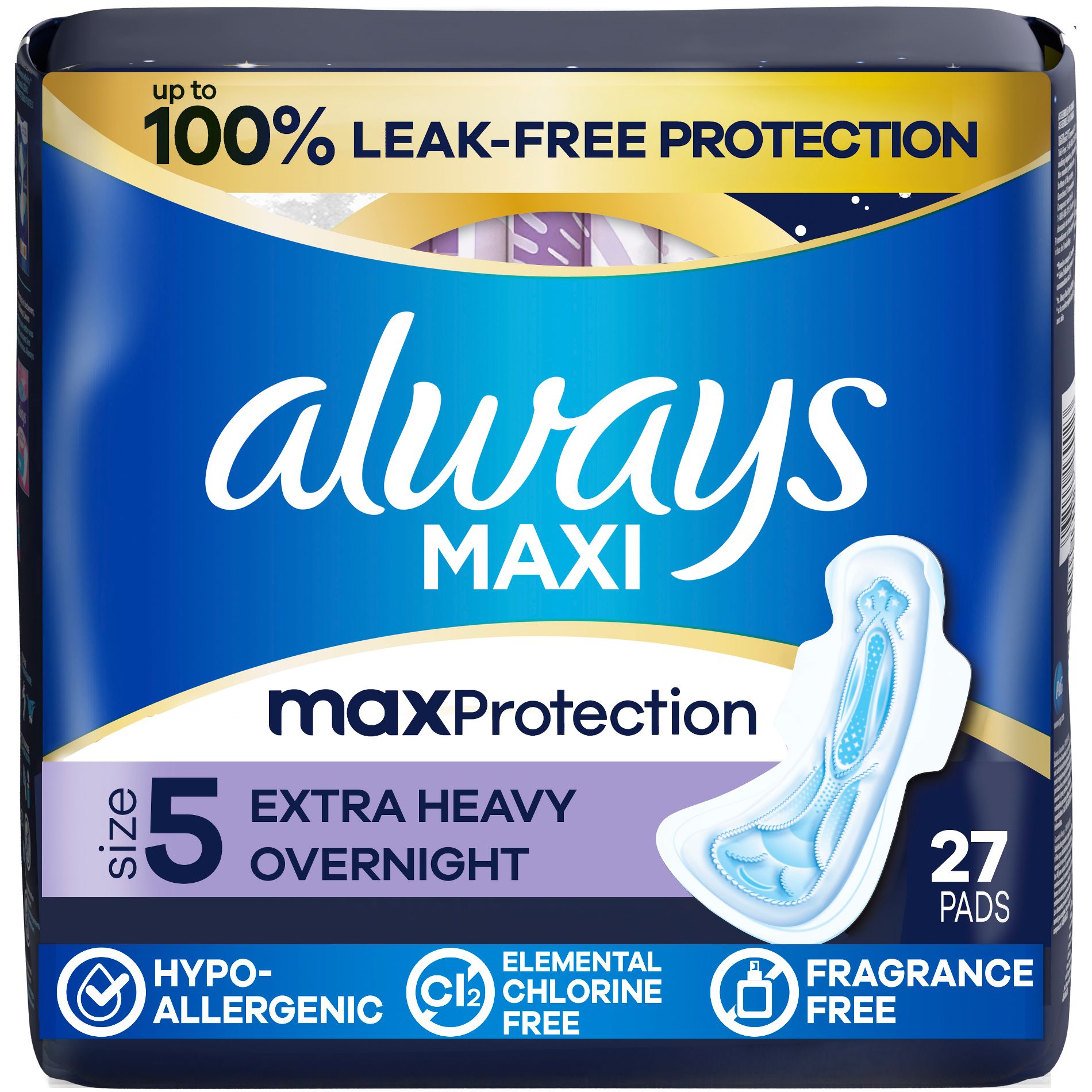 Always Maxi Extra Heavy Overnight Pads - Size 5