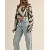 Women's STRIPED TURTLENECK CROP SWEATER - MIOU MUSE - 2 of 4