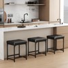 MaseiKar 2 Pack Vanity Stool Chair Set, Faux Leather Makeup Stools, Modern Footrest Bench with Metal Frame for Bedroom, Living Room, Entryway, Black - 2 of 4