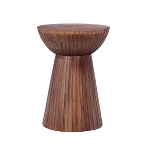 Christopher Knight Home Arbor Mango Wood Round Drum End Table, Walnut - 1 of 4