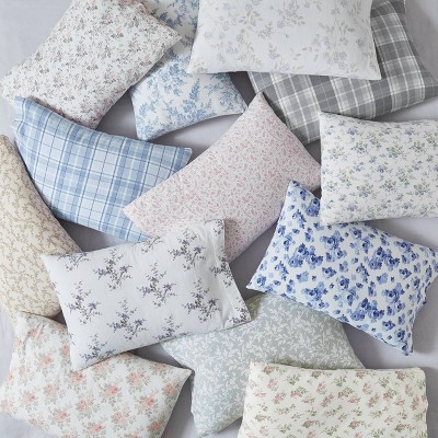 Twin Gray Cotton Flannel Floral Deep Pocket Sheet Set