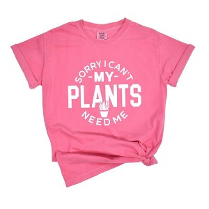 Simply Sage Market Women's My Plants Need Me Short Sleeve Garment Dyed Tee - 1 of 4