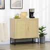 HOMCOM Accent Cabinet, Sideboard Buffet Cabinet with Rattan Doors, Adjustable Shelf and Metal Base, Boho Storage Cabinet, Natural - image 3 of 4