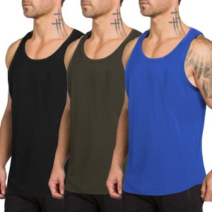 Coolmee Three Piece Mens Tank Top Soft Performance Boxing Gym Shirts Plain Muscle Tee - 1 of 3