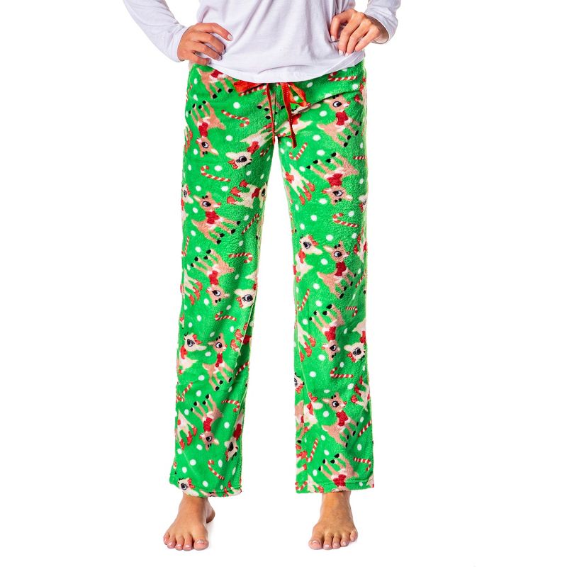 Rudolph The Red-Nosed Reindeer Women's Rudy And Clarice Plush Pajama Pants, 1 of 6