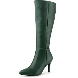 BLISSFUL STEP Women's Halloween Zipper Pointed Toe Stiletto Heel Knee High Boots - 1 of 4