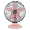 Good Housekeeping All-Metal Oscillating Retro Desk Fan with 3 Speeds and Tilt Adjustment for Office, Bedroom or Living Room Use, 12 Inch, Pink - 2 of 4