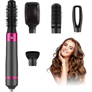 YEVYO 5 in 1 Hair Dryer Brush, Negative Ion Blow Dryer Brush Set for Hair Drying Straightening Curling Styling On Hair Care - 1200W - Black/Red - 1 of 4