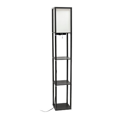 Classix 62.5" Black 3-Tier Shelf Floor Lamp with Linen Shade