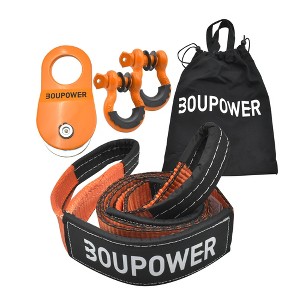 CuisinSmart Heavy Duty Tow Strap with 10 Ton Snatch Block Pulley, 3'' x8' Tree Saver Strap Off Road Recovery Kit with 45000Lbs d-Type Ring Shackle - 1 of 4