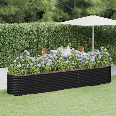 vidaXL Garden Raised Bed Powder-coated Steel 144.9"x31.5"x26.8" Anthracite