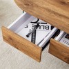 Kumasinova Oval Coffee Table with 2 Drawers&Tempered Glass Base,Minimalist Living Room Center Table with MDF Top,43.3"W Cocktail Table - 4 of 4