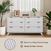 Fluted Dresser with 6 Drawers, Faux Marble Top Drawer Storage Cabinet, Modern Solid Wood TV Stand, Living Room, Hallway, Entrance - 3 of 4
