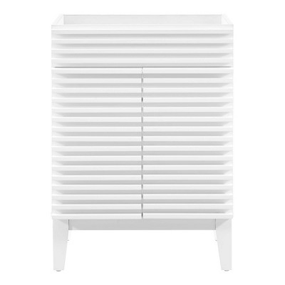 White Freestanding Mid-Century Modern Bathroom Vanity Cabinet