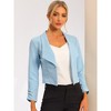 INSPIRE CHIC Women's Regular Fit Notched Lapel Ruched Sleeve Business Crop Blazer - 2 of 4