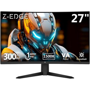 Z-EDGE 27" 1080P Full HD 300Hz 1ms Curved Gaming Monitor, HDMI x 2, DP x 2 - 1 of 4