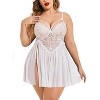 Avidlove Plus Size Lingerie Lace Babydoll Womens Strap Chemise Nightgown V Neck Nighty Mesh Sleepwear Side Slit Nightdress Rose Red 18W - 4 of 4