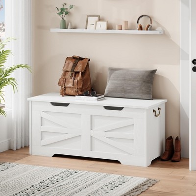 Storage Chest, 39.4" Wooden Toy Chest Bench with Safety Hinge for Living Room, Bedroom