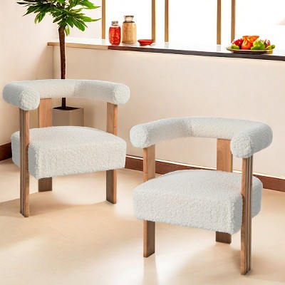 Coolbibila-Mid-Century Modern Barrel Accent Chair, Upholstered Dining Room Chairs With Arms, Armchair Side Chairs For Living Room