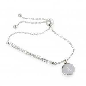 Personalization Mall Rhinestone Bar Personalized Initial Bolo Bracelet - 1 of 2
