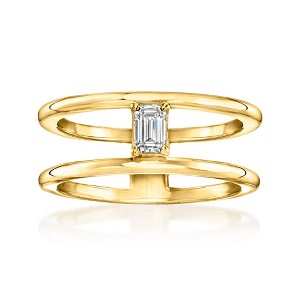 Pure Collection by Ross-Simons 0.25 Carat Emerald-Cut Lab-Grown Diamond Open-Space Ring in 18kt Gold Vermeil - 1 of 4