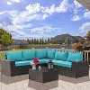 ALAULM Patio Furniture 7 Pieces Outdoor Sectional PE Rattan Sofa Set Brown Manual Wicker Patio Conversation Set - 2 of 4