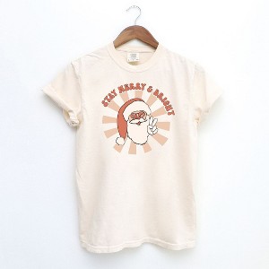 Simply Sage Market Women's Stay Merry and Bright Santa Short Sleeve Garment Dyed Tee - 1 of 2