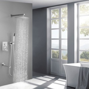 PAGED 10 Inch Square Rain Shower Head Luxury Shower Head with Handheld for Bathroom, Locker Room - 1 of 4