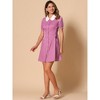 INSPIRE CHIC Women's Vintage Peter Pan Collar Short Sleeve Button Down A-Line Mini Dress - 3 of 4