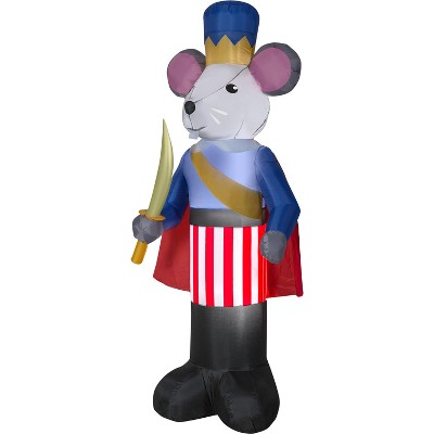 Gemmy Christmas Airblown Inflatable Nutcracker Mouse King OPP, 7 ft Tall, Multicolored