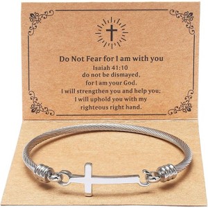 Christian Cross Bracelet Inspirational Bracelets For Women Stainless Steel Jewelry - 1 of 4