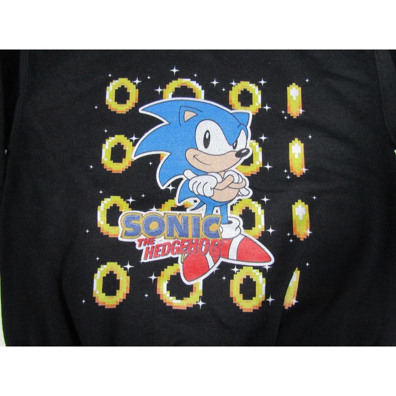 Sonic The Hedgehog Golden Rings Boy's Black Long Sleeve Shirt, 2 of 3