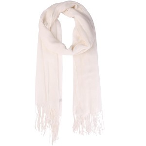 INSPIRE CHIC Gender Neutral Plain Cashmere Imitation Winter Warm Solid Color Fringe Long Scarves 1Pc - 1 of 4