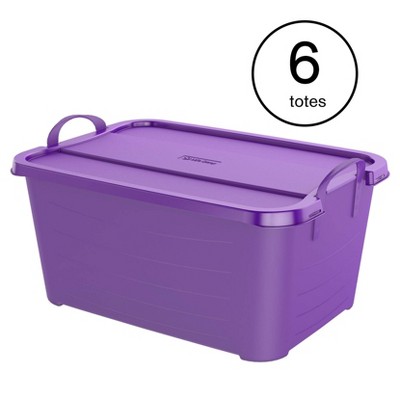 Life Story Purple Stackable Closet Organization Storage Box, 55 Quart (6 Pack)