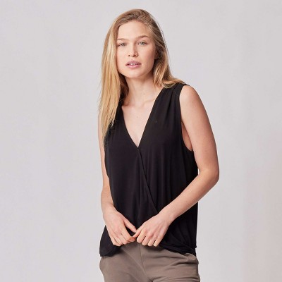 Image of Of An Origin Maternity & Nursing Wrap Tank, Black, S