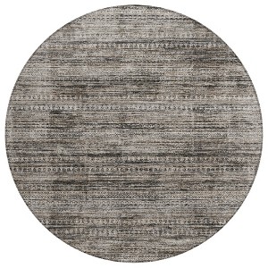 Taupe And Ivory Striped Washable Indoor Outdoor Area Rug - 1 of 4