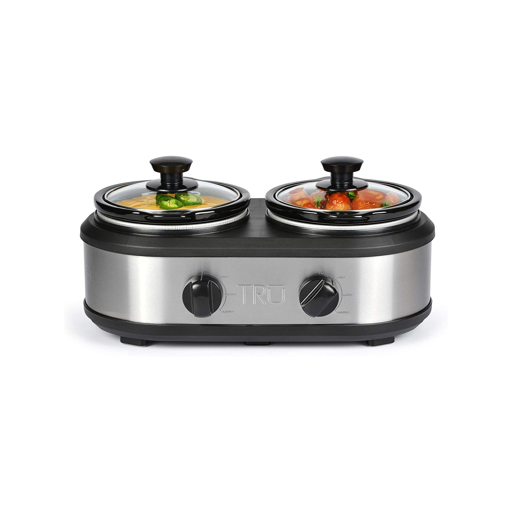 TRU Dual Crock Buffet Slow Cooker, 2 Inserts, Each 1.25-qt