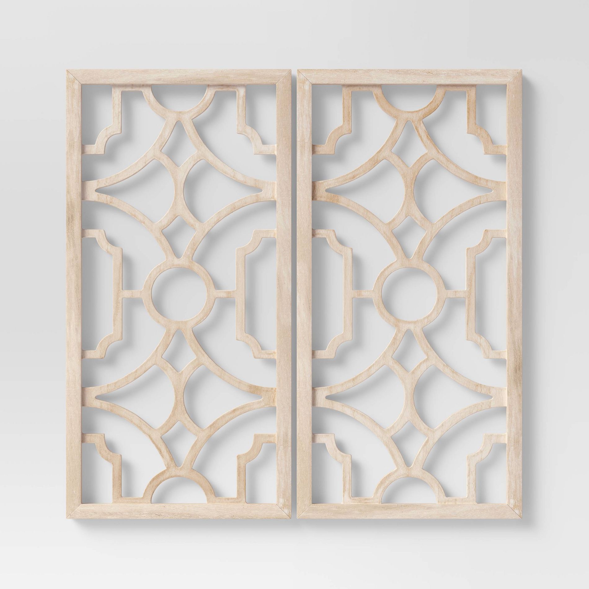 Set of 2 Wood Lattice Wall Hanging Brown - Threshold™: Elegant Decorative Panels, Modern Geometric Design