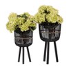 Bencmate Planters Outdoor Garden Bamboo Planters, Flowers Ferns Succulents Planter Pots for Hall Balcong Porch Home, 2 Pcs, Black, 13"*13"*23" - 3 of 4